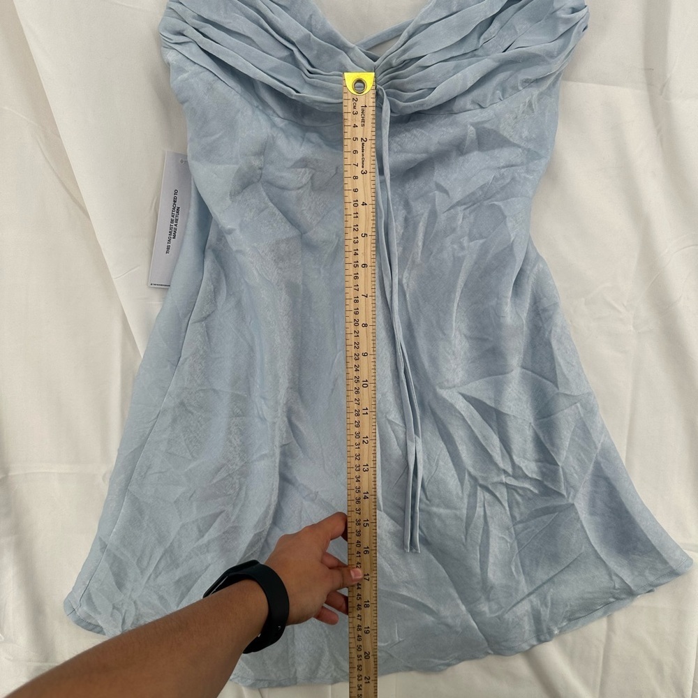 Fairy Whimsical Princess Polly Blue Satiny Mini Dress - Picture 3 of 6